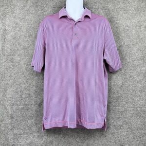 FootJoy Mens Striped Polo Shirt Large Pink & Blue Golf FLAWS
